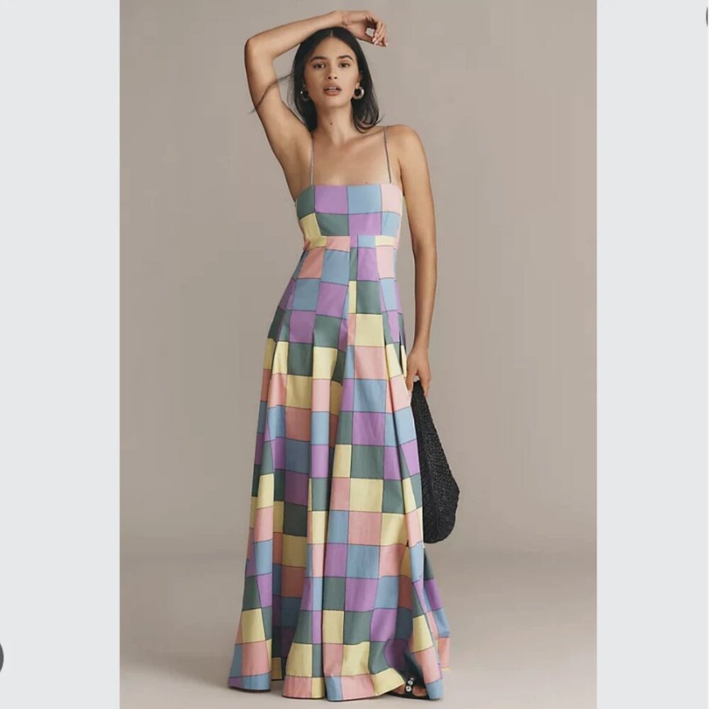 S/W/F Anthropologie Bandeau Spaghetti Strap Maxi Dress size S